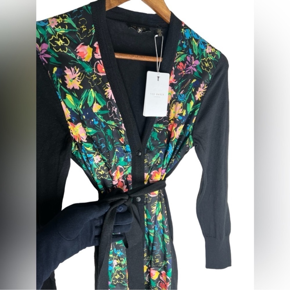 Ted Baker Tilja Longline Woven Front Cardigan - Picture 10 of 14